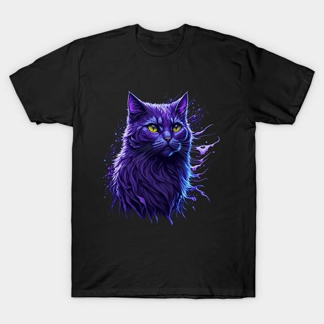 Purple Cat Splash Art T-Shirt by karma-stuff